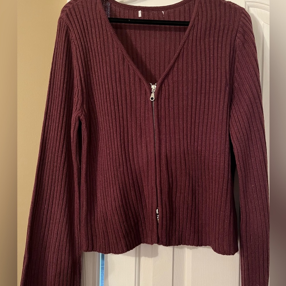 Elegant V-Neck Burgundy Sweater by Full Circle